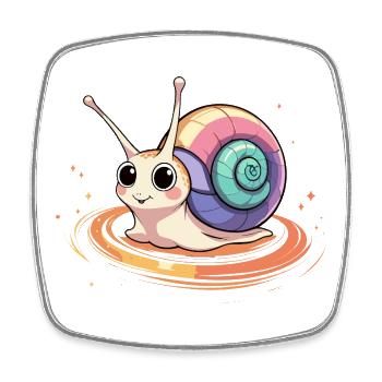 Regenbogen-Schnecke im Wirbelzauber - Viereckiger Kühlschrankmagnet - Weiß - Vorne