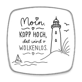 Moin Kopp haut sans nuages - Magnet carré - blanc - Devant
