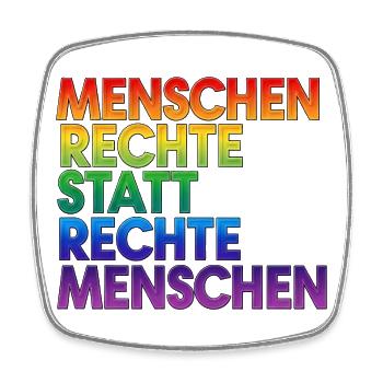 Regenbogen Statement Spruch Menschenrechte - Viereckiger Kühlschrankmagnet - Weiß - Vorne