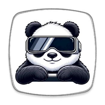 Cooler Panda Cartoon VR Gamer Entspannen Relaxen - Viereckiger Kühlschrankmagnet - Weiß - Vorne