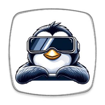 Cool Penguin Cartoon Gamer VR Relaxation Relax - Square fridge magnet - white - Front