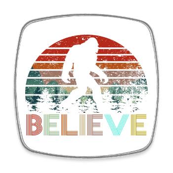 Glauben Sie an Bigfoot Vintage Retro Sasquatch Geschenk - Viereckiger Kühlschrankmagnet - Weiß - Vorne