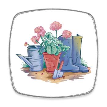 Art décoratif de jardin - Magnet carré - blanc - Devant