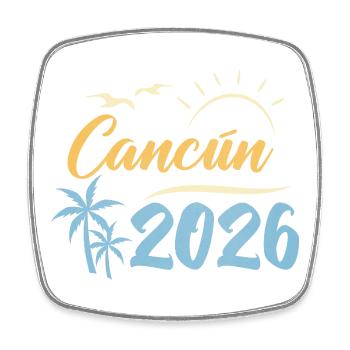Cancun 2026 - Viereckiger Kühlschrankmagnet - Weiß - Vorne