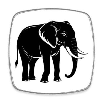Elefant - Viereckiger Kühlschrankmagnet - Weiß - Vorne