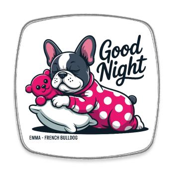  Good Night Emma French Bulldog Schlafende - Viereckiger Kühlschrankmagnet - Weiß - Vorne