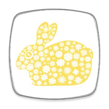 Lapin doré motif floral - Magnet carré - blanc - Devant