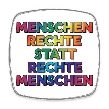 Cooles Regenbogen Motiv gegen Rechts & Fans - Viereckiger Kühlschrankmagnet - Weiß - Vorne