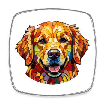 dog in a colorful mosaic style - Viereckiger Kühlschrankmagnet - Weiß - Vorne