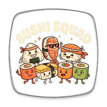 Sushi-Truppe Lustiges japanisches Essen Sashimi Li - Viereckiger Kühlschrankmagnet - Weiß - Vorne