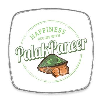Palak Paneer Vintage Spinat Gericht Retro Design - Viereckiger Kühlschrankmagnet - Weiß - Vorne