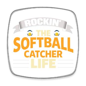 Rockin le receveur de softball joueuse de vie - Magnet carré - blanc - Devant