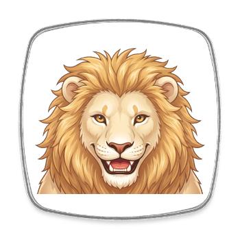 Illustration de tête de lion en dessin animé - Magnet carré - blanc - Devant