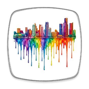 Detroit Michigan Tropfende Farbe - Viereckiger Kühlschrankmagnet - Weiß - Vorne