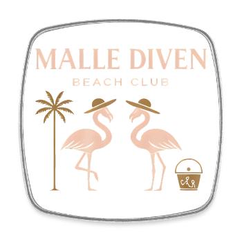 Malle Diven Beach Club Flamingo Mallorca Party - Square fridge magnet - white - Front