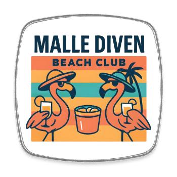 Malle Diven Beach Club Flamingo Mallorca Party  - Viereckiger Kühlschrankmagnet - Weiß - Vorne