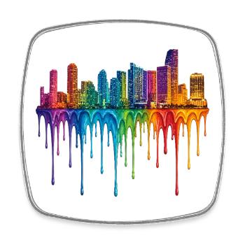 Miami Florida Tropfende Kunst - Viereckiger Kühlschrankmagnet - Weiß - Vorne