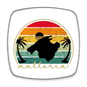 Mallorca Vintage Sunset Insel Retro Design - Viereckiger Kühlschrankmagnet - Weiß - Vorne