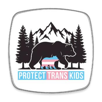 Pride Month LGBT -  Protect Trans Kids - Square fridge magnet - white - Front