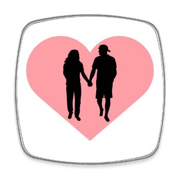 Couple Silhouette Amour Romance Petit ami de la Saint-Valentin - Magnet carré - blanc - Devant