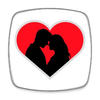 Couple Silhouette Amour Romance Petit ami de la Saint-Valentin - Magnet carré - blanc - Devant