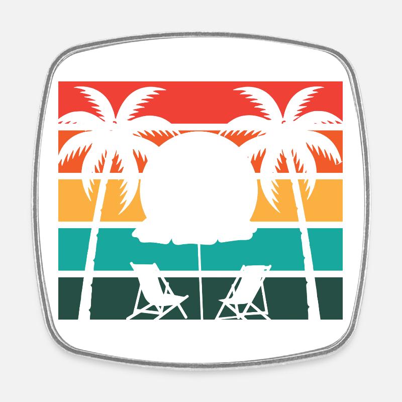 Beach palm and sun - Square fridge magnet - white