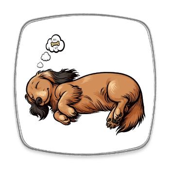 Long-haired Dachshund Dachshund Holder Dachshund Tekkel - Square fridge magnet - white - Front