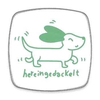  Dackel verspielt, handgezeichnet - Viereckiger Kühlschrankmagnet - Weiß - Vorne