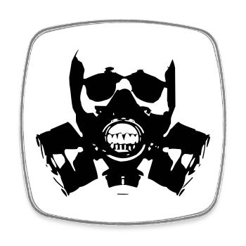 Gas Mask Skullsilhouette - Square fridge magnet - white - Front