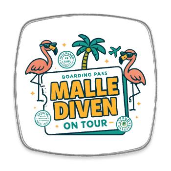 Malle Divas On Tour Women's Flamingo Mallorca Party - Square fridge magnet - white - Front