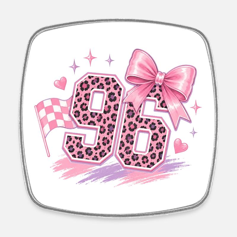 Leopard Pink 96 Glitter - Square fridge magnet - white