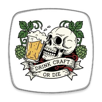 Stilvolles Bier - Hopfenkunst - Viereckiger Kühlschrankmagnet - Weiß - Vorne