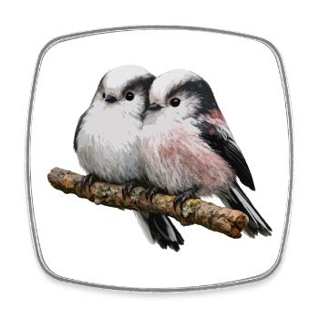 Duo Long-tailed on Branch - Soft Pastel - Square fridge magnet - white - Front
