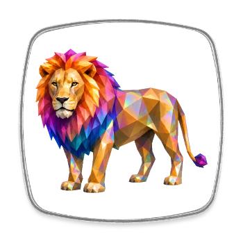 Polygon lion color explosion - Square fridge magnet - white - Front