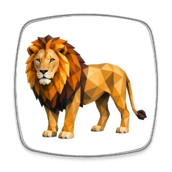 Low Poly Löwe Gelb Orange - Viereckiger Kühlschrankmagnet - Weiß - Vorne