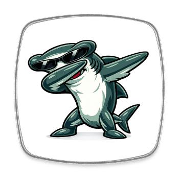 Dabbing hammerhead shark - Square fridge magnet - white - Front