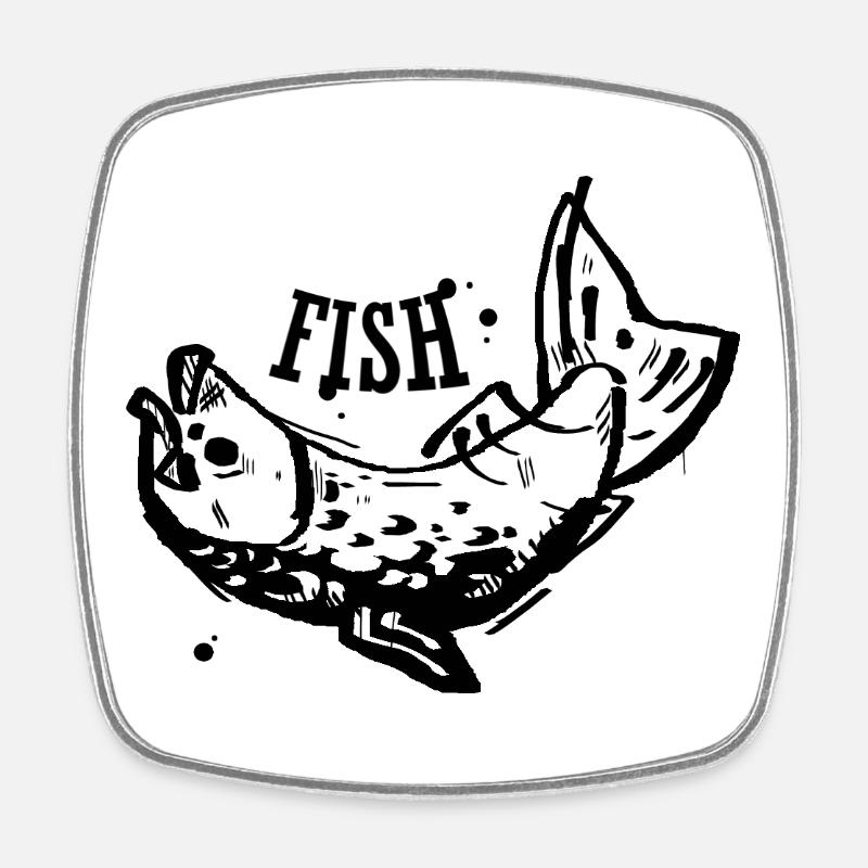 Fish - Square fridge magnet - white