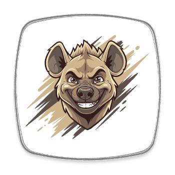 Cartoon hyena with naughty grin - Square fridge magnet - white - Front