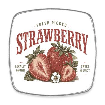 Impression vintage de l’étiquette fraise - Magnet carré - blanc - Devant