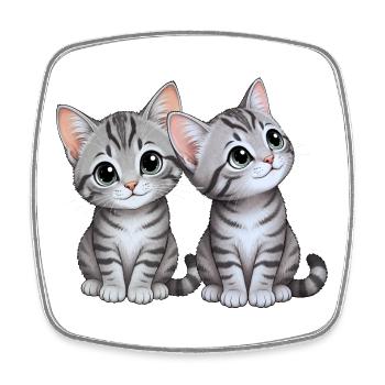Kitten siblings - Square fridge magnet - white - Front