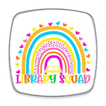 Rainbow Library Squad - Viereckiger Kühlschrankmagnet - Weiß - Vorne