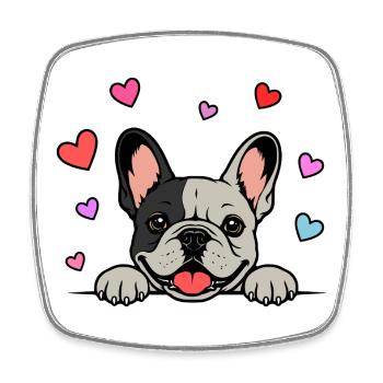 Französische_Bulldogge_Pfoten_mit_Herz_schwatzwei ß - Square fridge magnet - white - Front