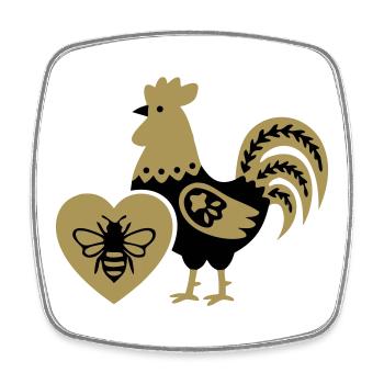 Rooster Bee Farm Cottagecore Vie à la campagne - Magnet carré - blanc - Devant
