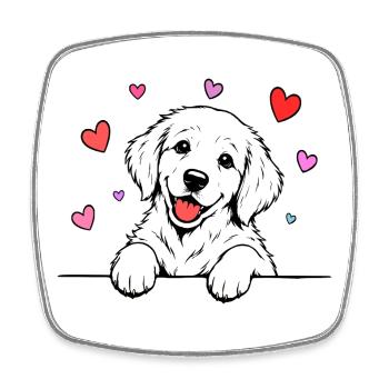Golden_Retriever_Welpen_Pfote_Herz_weiss - Viereckiger Kühlschrankmagnet - Weiß - Vorne