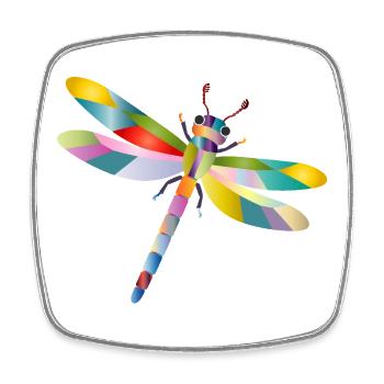 Bunte Libelle Regenbogen Stil  - Viereckiger Kühlschrankmagnet - Weiß - Vorne