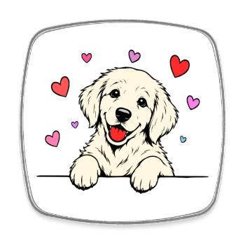 Golden_Retriever_Welpen_Pfote_Herz_beige - Magnet carré - blanc - Devant