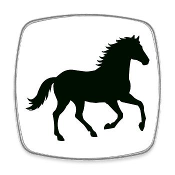 Silhouette de cheval au galop - Magnet carré - blanc - Devant