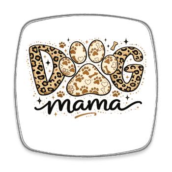 Dog Mama Leopard | Dog and Mom Humor Gift - Square fridge magnet - white - Front