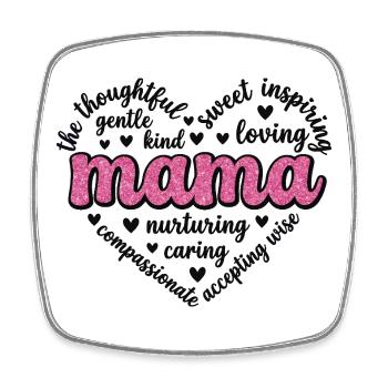 Pink Heart Mama | Unique Mother's Day Gift - Square fridge magnet - white - Front