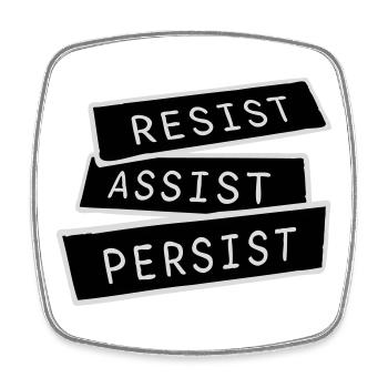 Resist Assist Persist Activism Motivation Logo - Square fridge magnet - white - Front